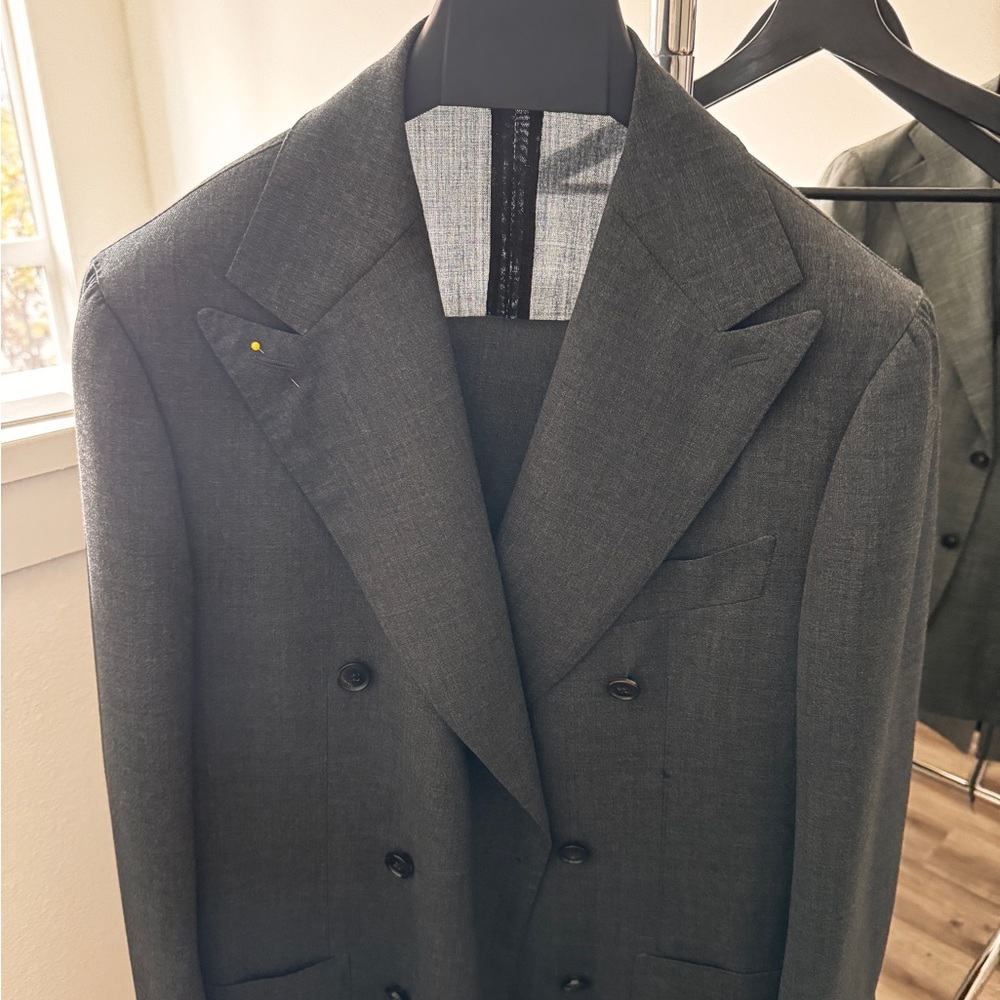 SuitSupply Traveller 42s Slim Charcoal Grey Double breasted Jacket and 36s Pants